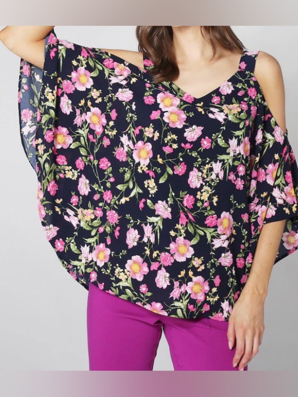 Nina Leonard Sweetheart Neck Cold Shoulder Top